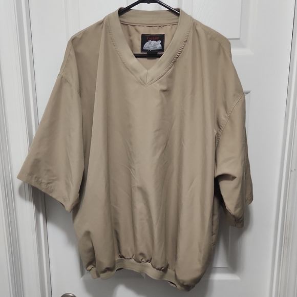 Tan V-Neck Short Sleeve Shirt - Picture 1 of 3